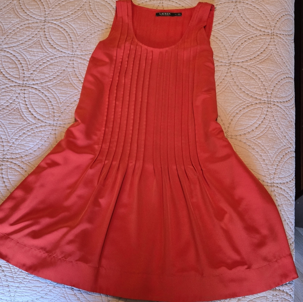 Ralph Lauren pleated dress size 14P Orange